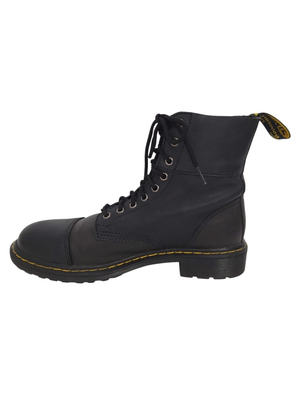 Dr. Martens Black Pebbled Vegan Leather Side Zip Combat Boots- Women 10, Men 9